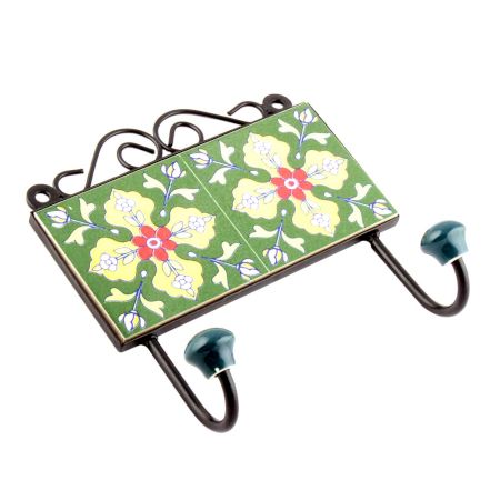 Forest Green Ceramic Floral Tiles Hooks Online